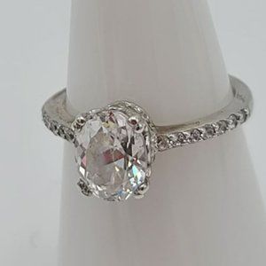 TACORI 💎 2.30 Carat Oval Diamonique Engagement Ring Platinum Clad .925 Silver